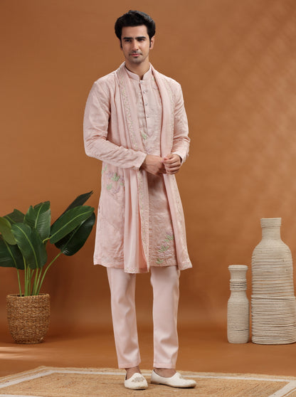 Peach Embroidered Kurta Pajama | TULA