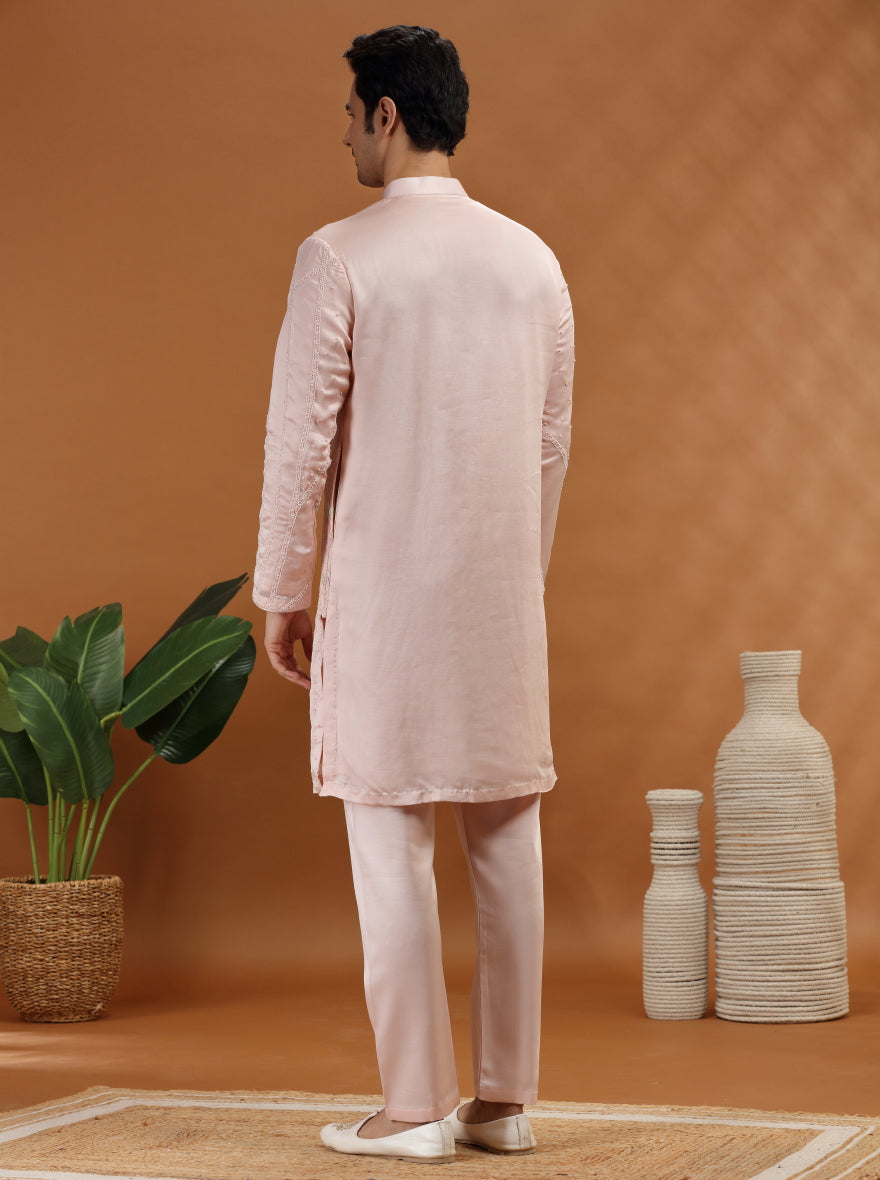 Peach Embroidered Kurta Pajama | TULA