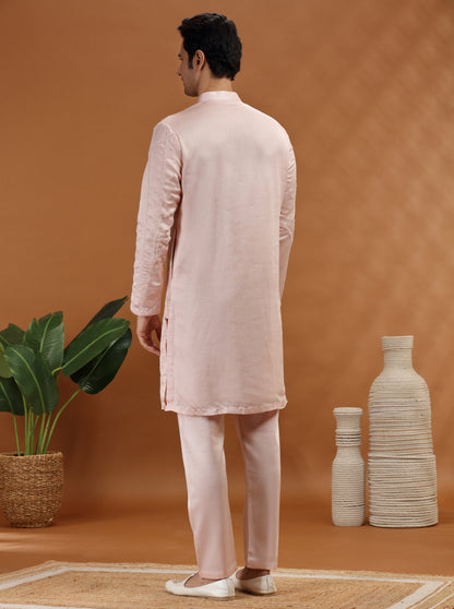 Peach Embroidered Kurta Pajama | TULA