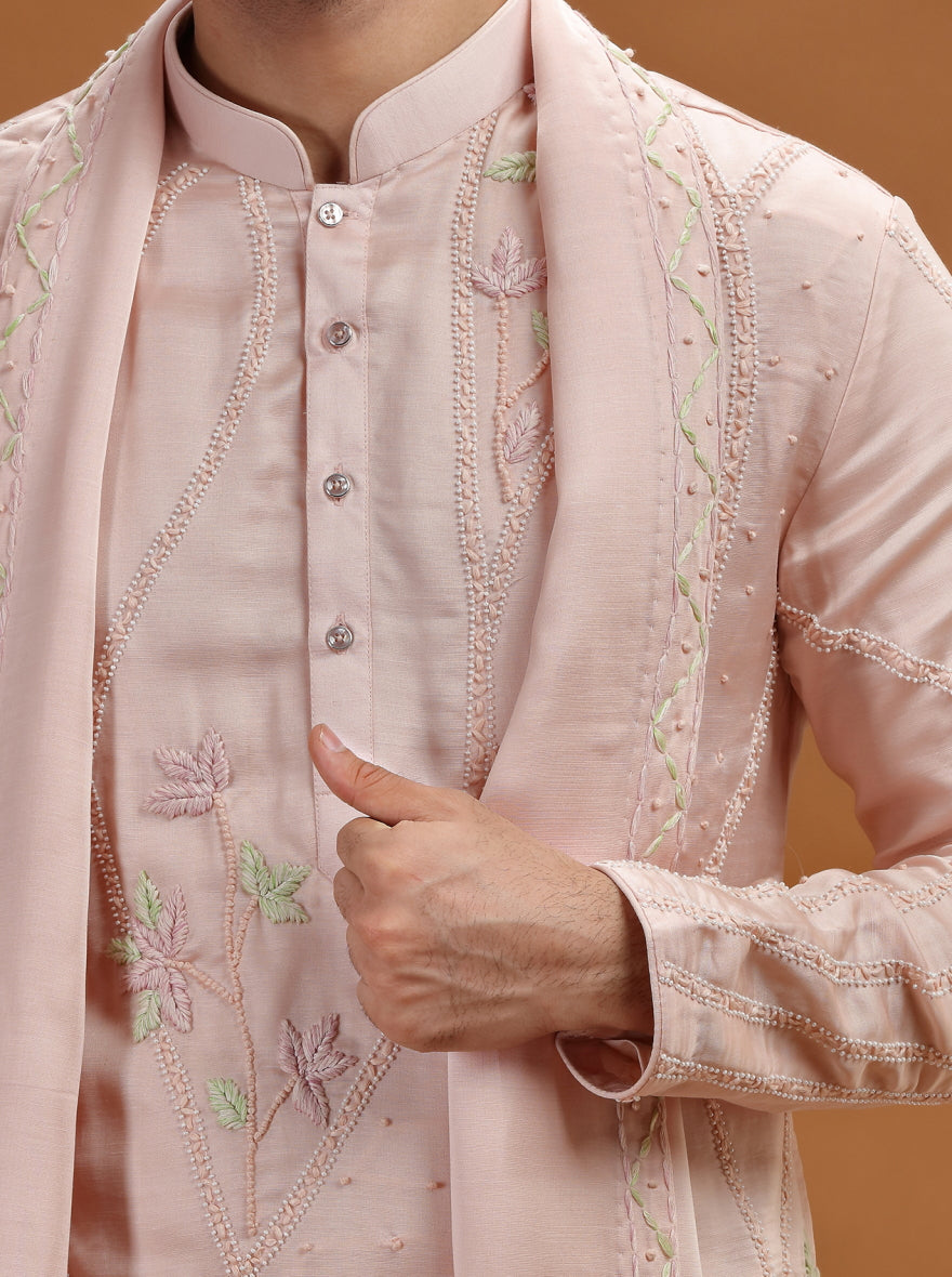 Peach Embroidered Kurta Pajama | TULA