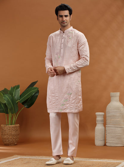 Peach Embroidered Kurta Pajama | TULA