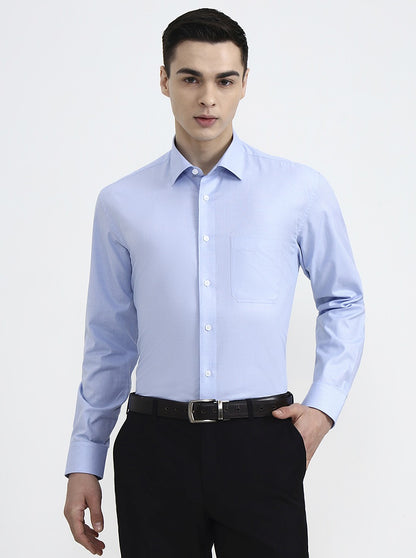Blue Solid Regular Fit Formal Shirt | JadeBlue