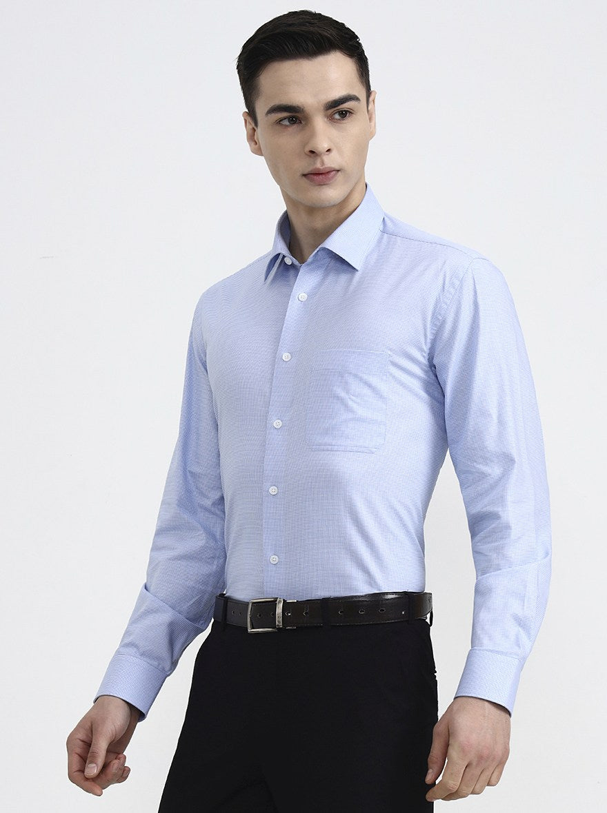 Blue Solid Regular Fit Formal Shirt | JadeBlue