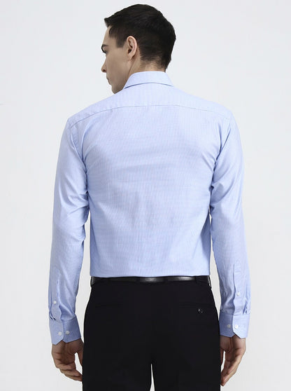 Blue Solid Regular Fit Formal Shirt | JadeBlue