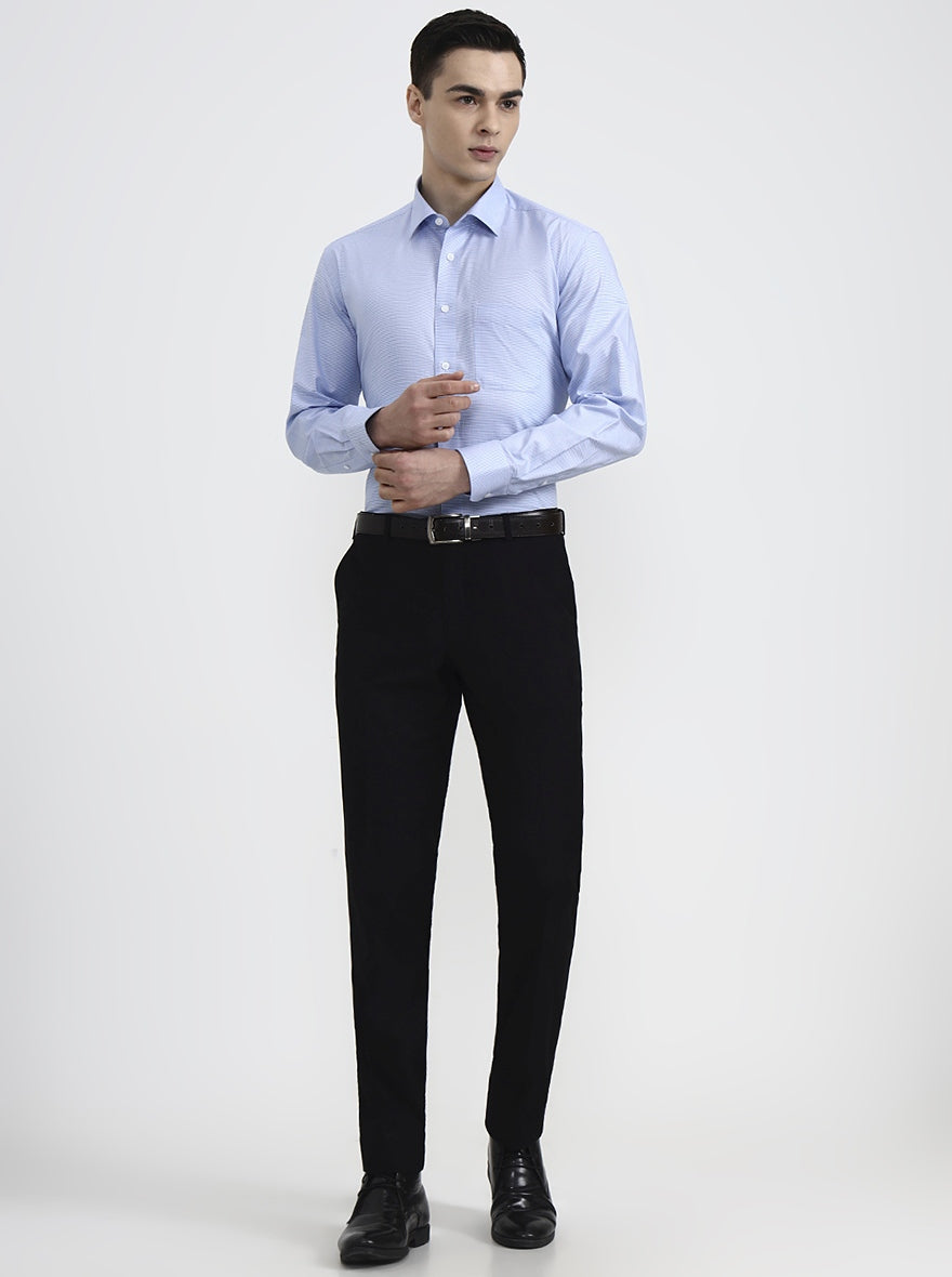 Blue Solid Regular Fit Formal Shirt | JadeBlue