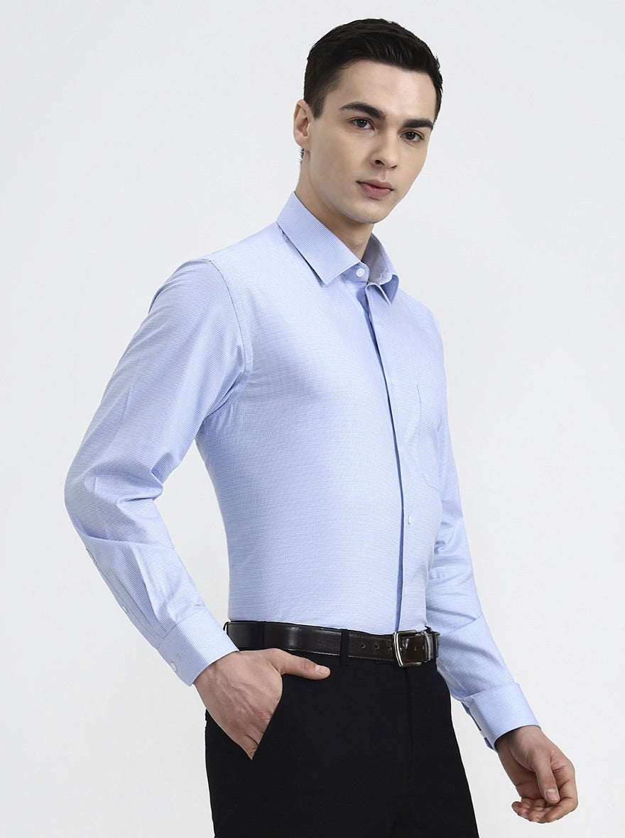 Blue Solid Regular Fit Formal Shirt | JadeBlue