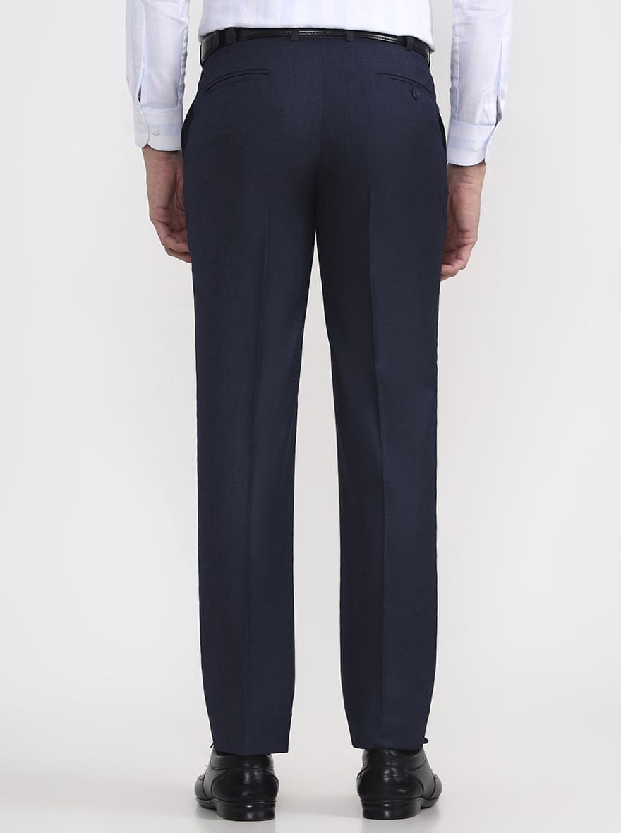 Royal Blue Solid Regular Fit Formal Trouser | JadeBlue