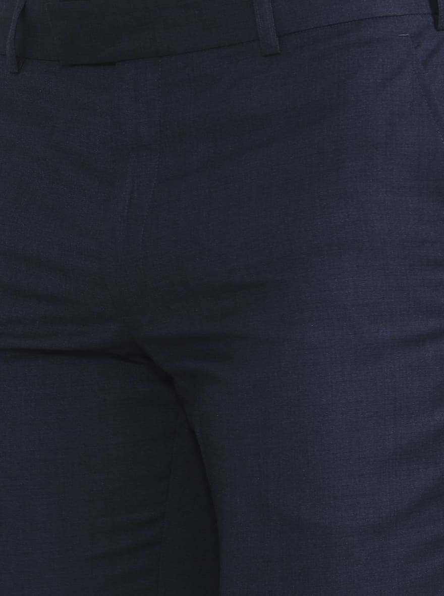 Royal Blue Solid Regular Fit Formal Trouser | JadeBlue