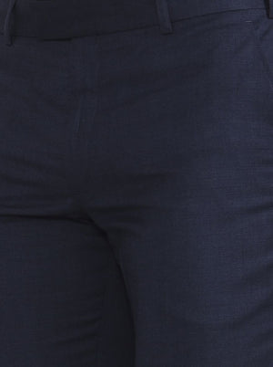Royal Blue Solid Regular Fit Formal Trouser | JadeBlue