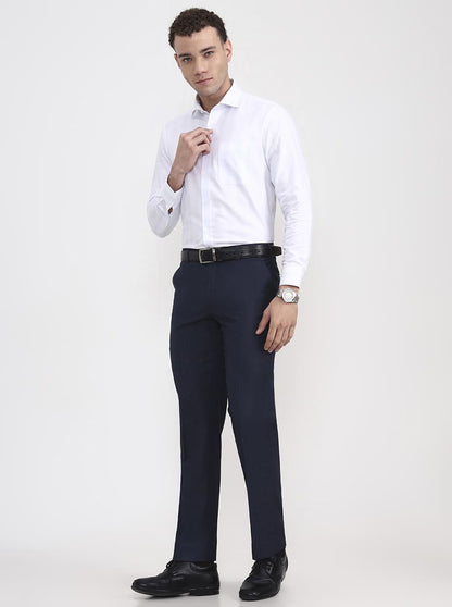 Royal Blue Solid Regular Fit Formal Trouser | JadeBlue