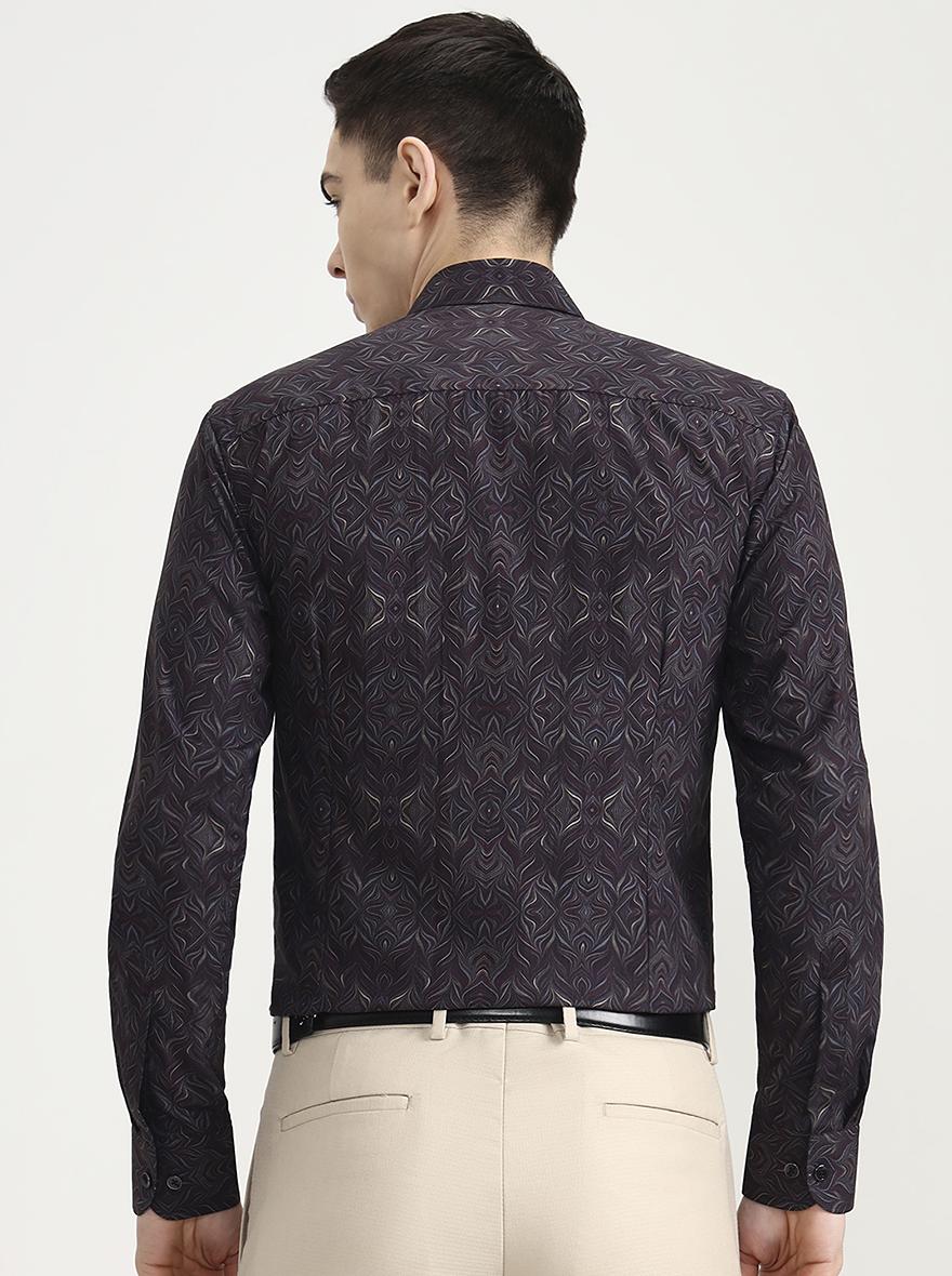 Brown Printed Slim Fit Party Wear Shirt | Wyre
