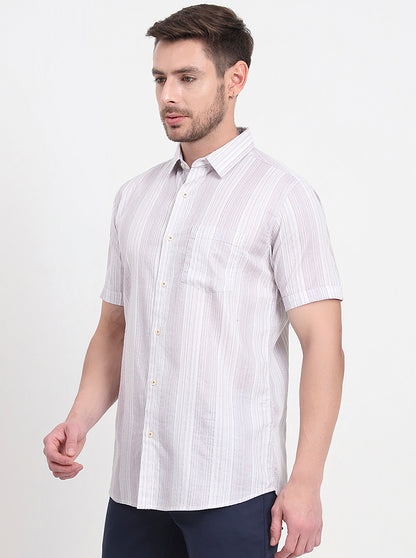 Lavender Striped Slim Fit Casual Shirt | JadeBlue