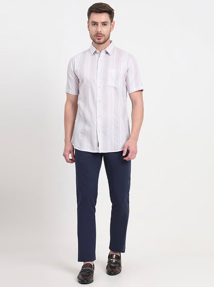 Lavender Striped Slim Fit Casual Shirt | JadeBlue