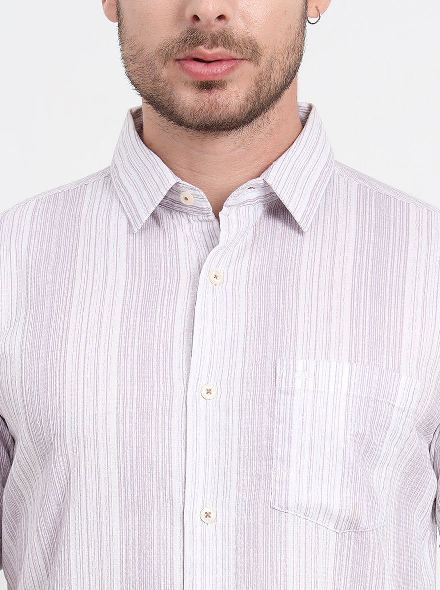 Lavender Striped Slim Fit Casual Shirt | JadeBlue