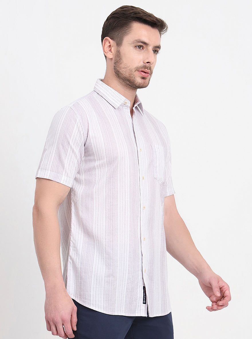 Lavender Striped Slim Fit Casual Shirt | JadeBlue