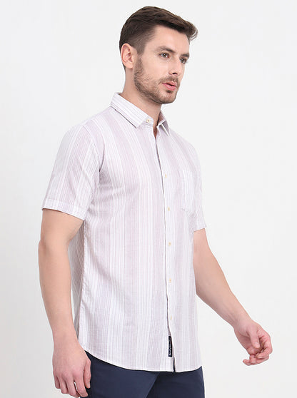 Lavender Striped Slim Fit Casual Shirt | JadeBlue