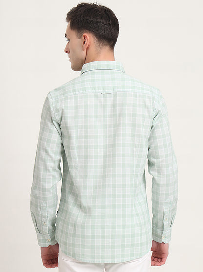 Beige Checked Slim Fit Casual Shirt | JadeBlue