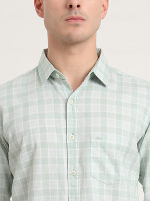 Beige Checked Slim Fit Casual Shirt | JadeBlue