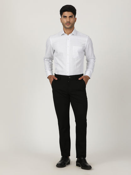 White Checked Slim Fit Formal Shirt | Greenfibre