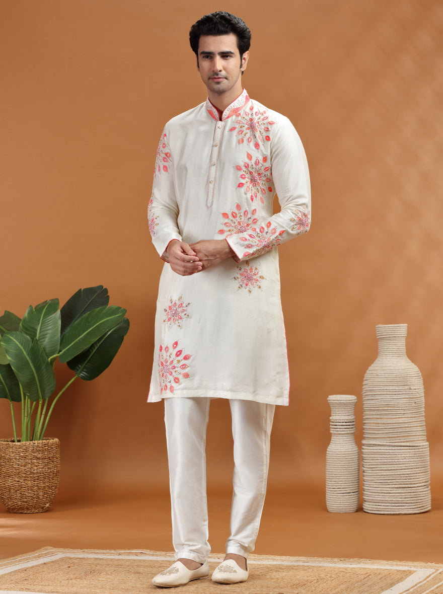 Cream Embroidered Kurta Pajama | TULA