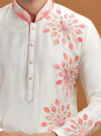 Cream Embroidered Kurta Pajama | TULA