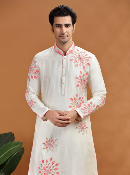 Cream Embroidered Kurta Pajama | TULA