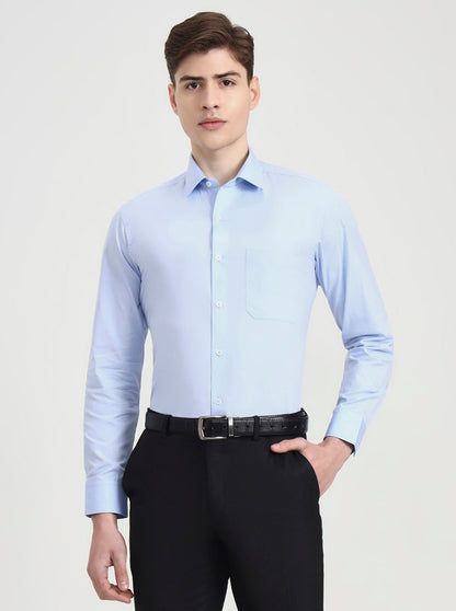 Sky Blue Solid Regular Fit Formal Shirt | JadeBlue