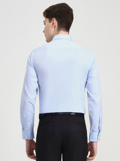 Sky Blue Solid Regular Fit Formal Shirt | JadeBlue