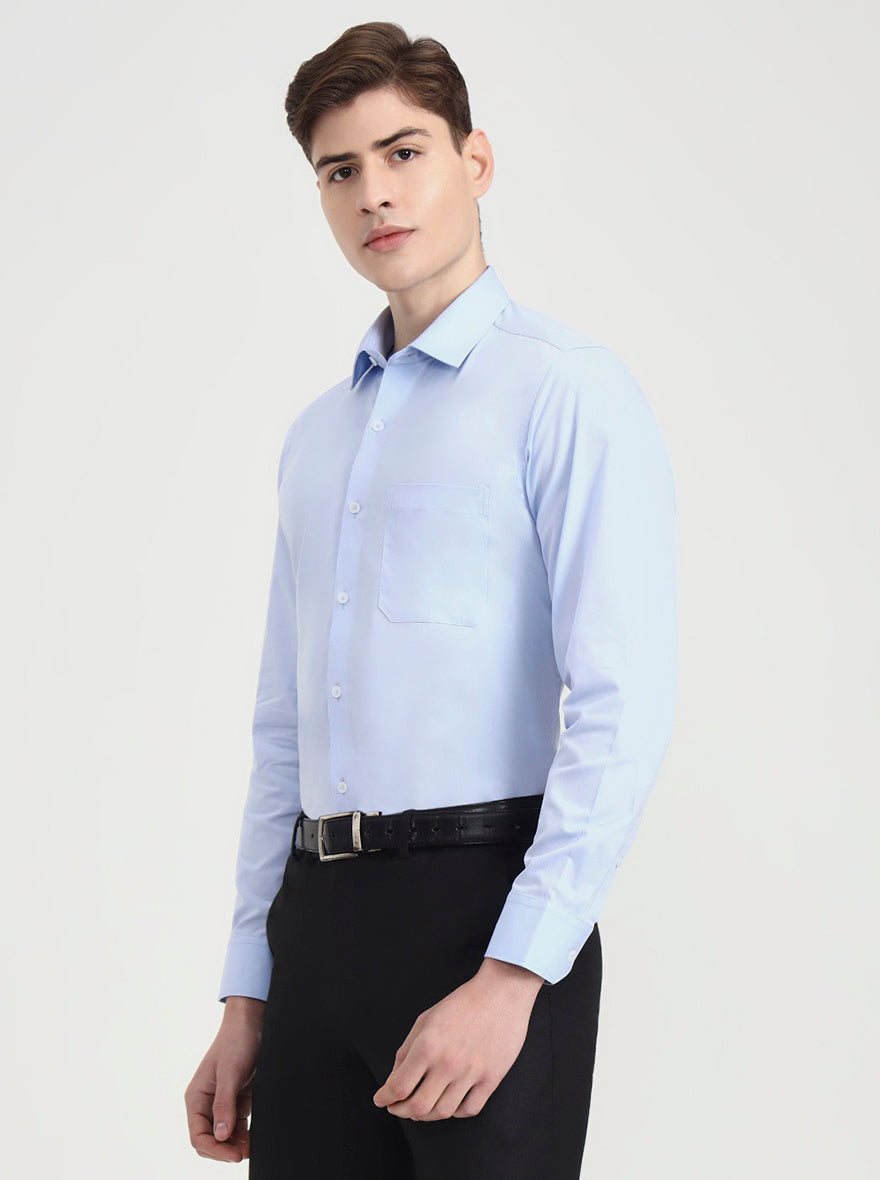 Sky Blue Solid Regular Fit Formal Shirt | JadeBlue