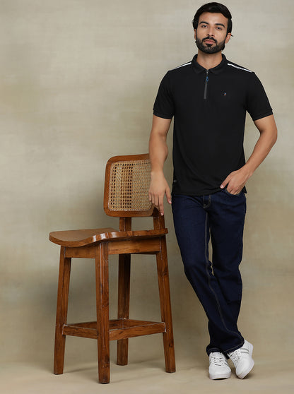Black Solid Slim fit Polo T-Shirt | Jade Play