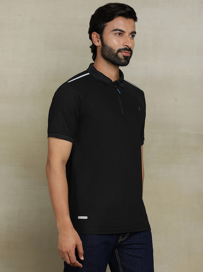 Black Solid Slim fit Polo T-Shirt | Jade Play