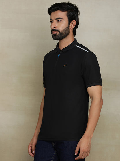 Black Solid Slim fit Polo T-Shirt | Jade Play