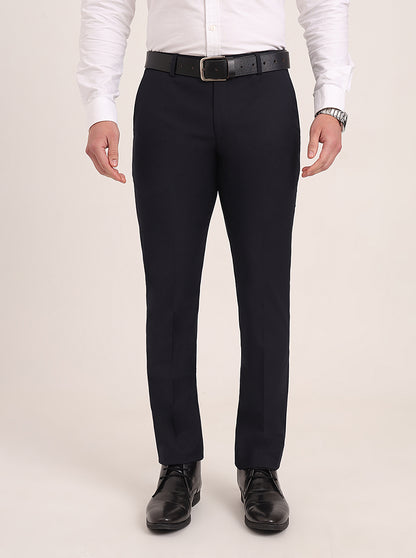 Navy Blue Solid Super Slim Fit Formal Trouser | JadeBlue Youth