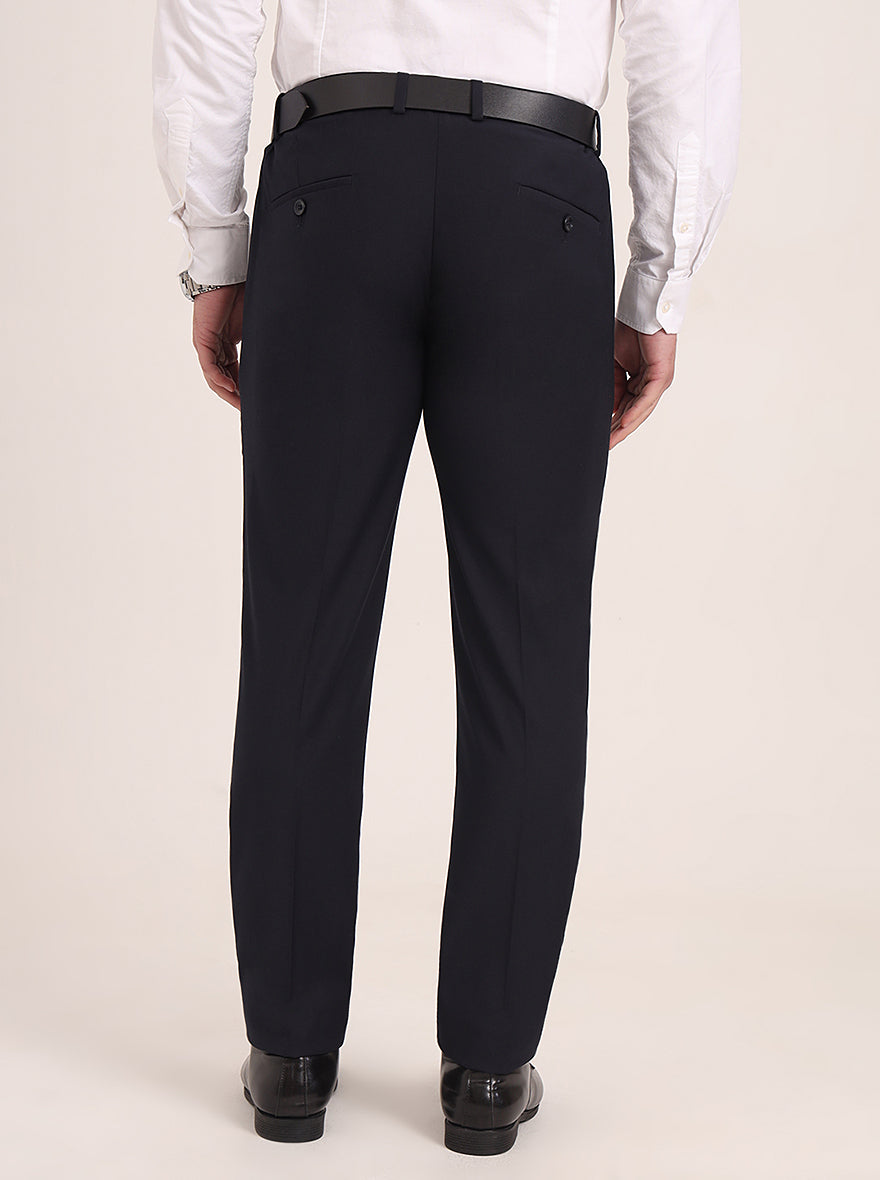Navy Blue Solid Super Slim Fit Formal Trouser | JadeBlue Youth