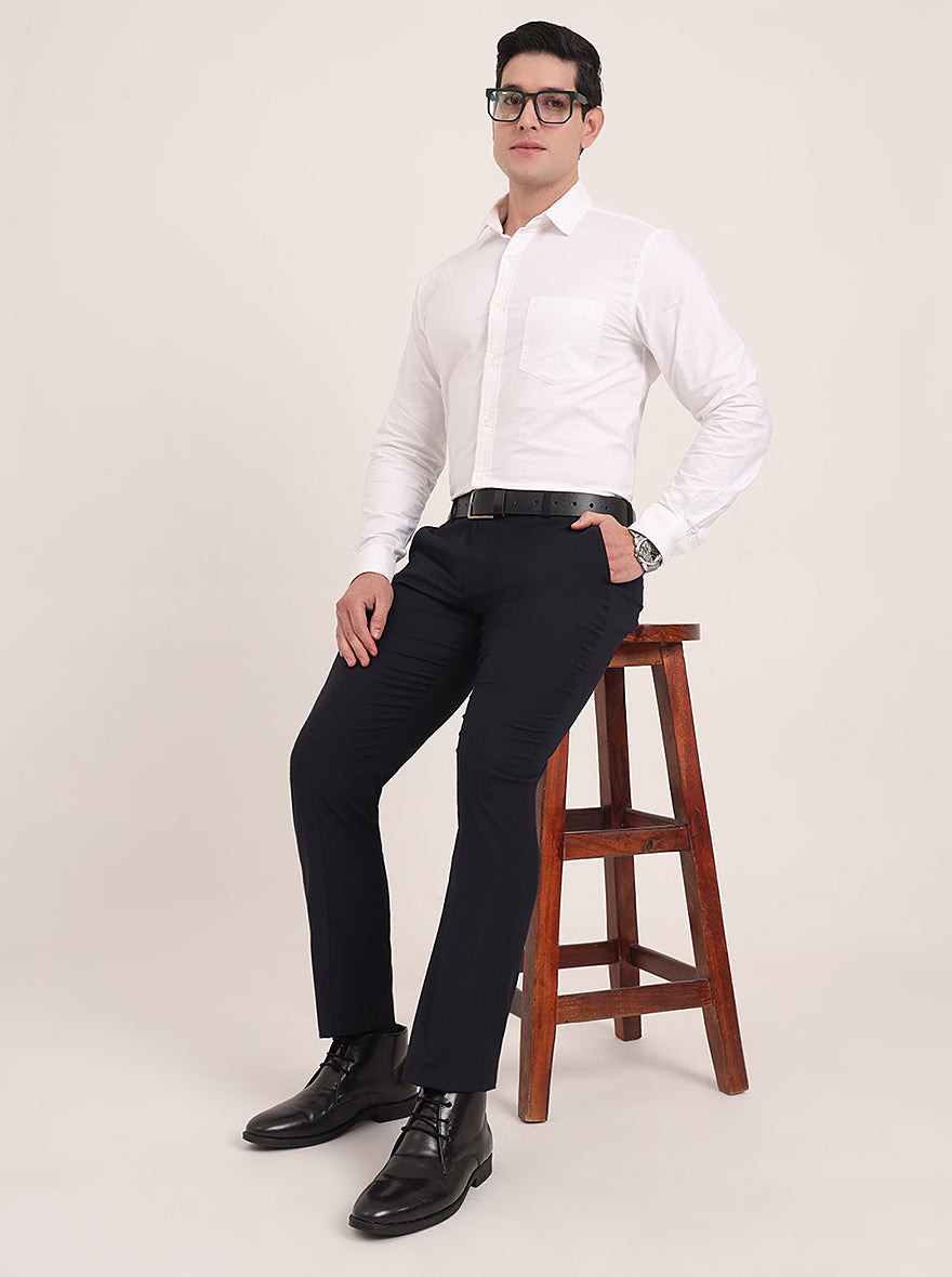Navy Blue Solid Super Slim Fit Formal Trouser | JadeBlue Youth