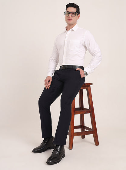 Navy Blue Solid Super Slim Fit Formal Trouser | JadeBlue Youth