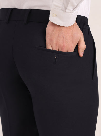 Navy Blue Solid Super Slim Fit Formal Trouser | JadeBlue Youth