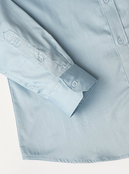 Cloud Blue Solid Slim Fit Casual Shirt | JadeBlue