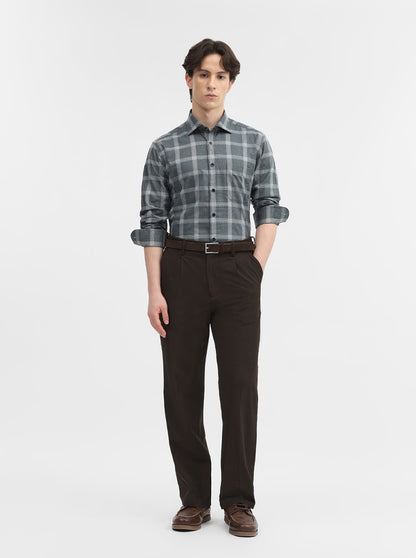 Green Checked Slim Fit Formal Shirt | Metal