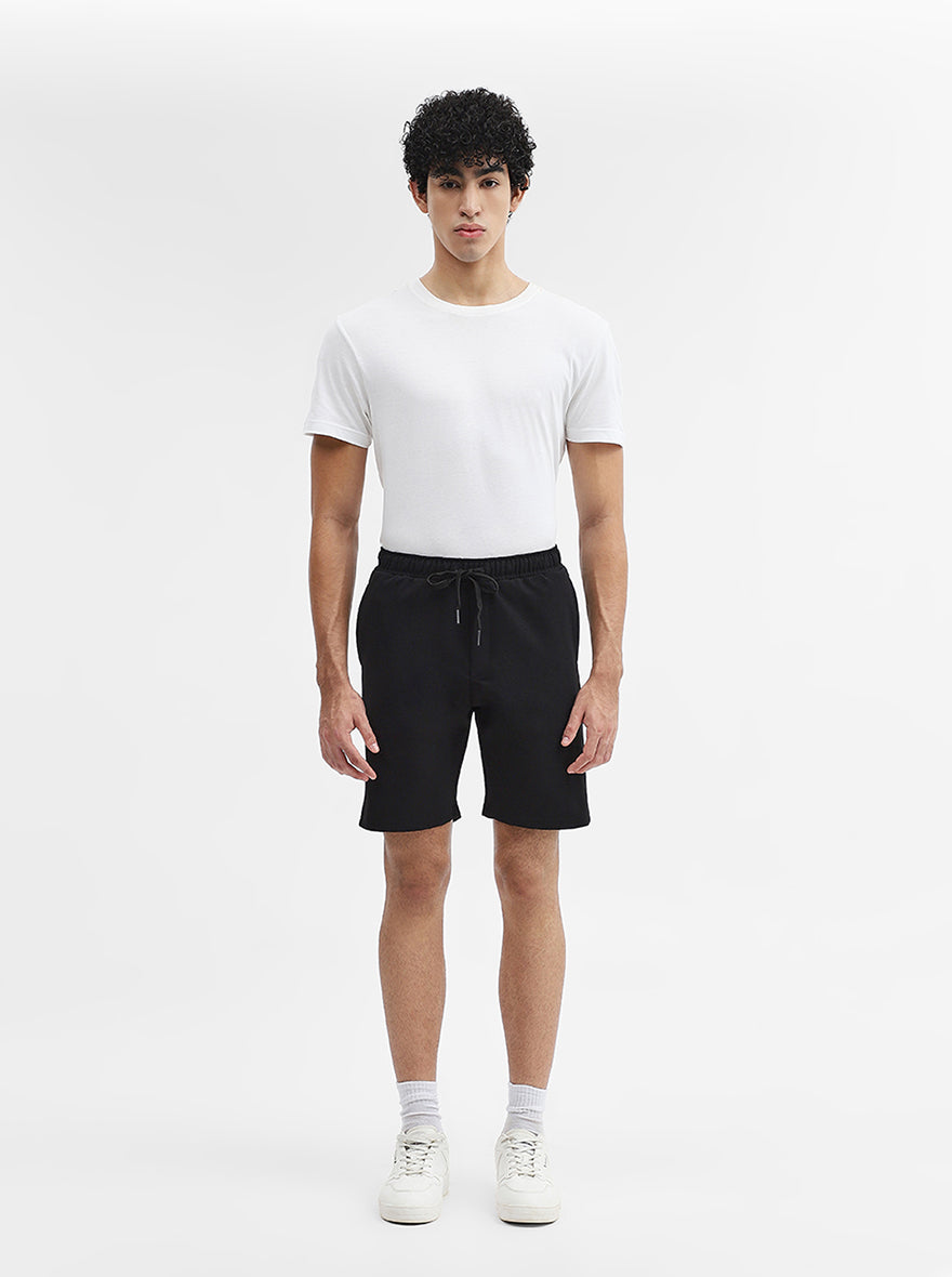 Black Solid Slim Fit Shorts | JadeBlue