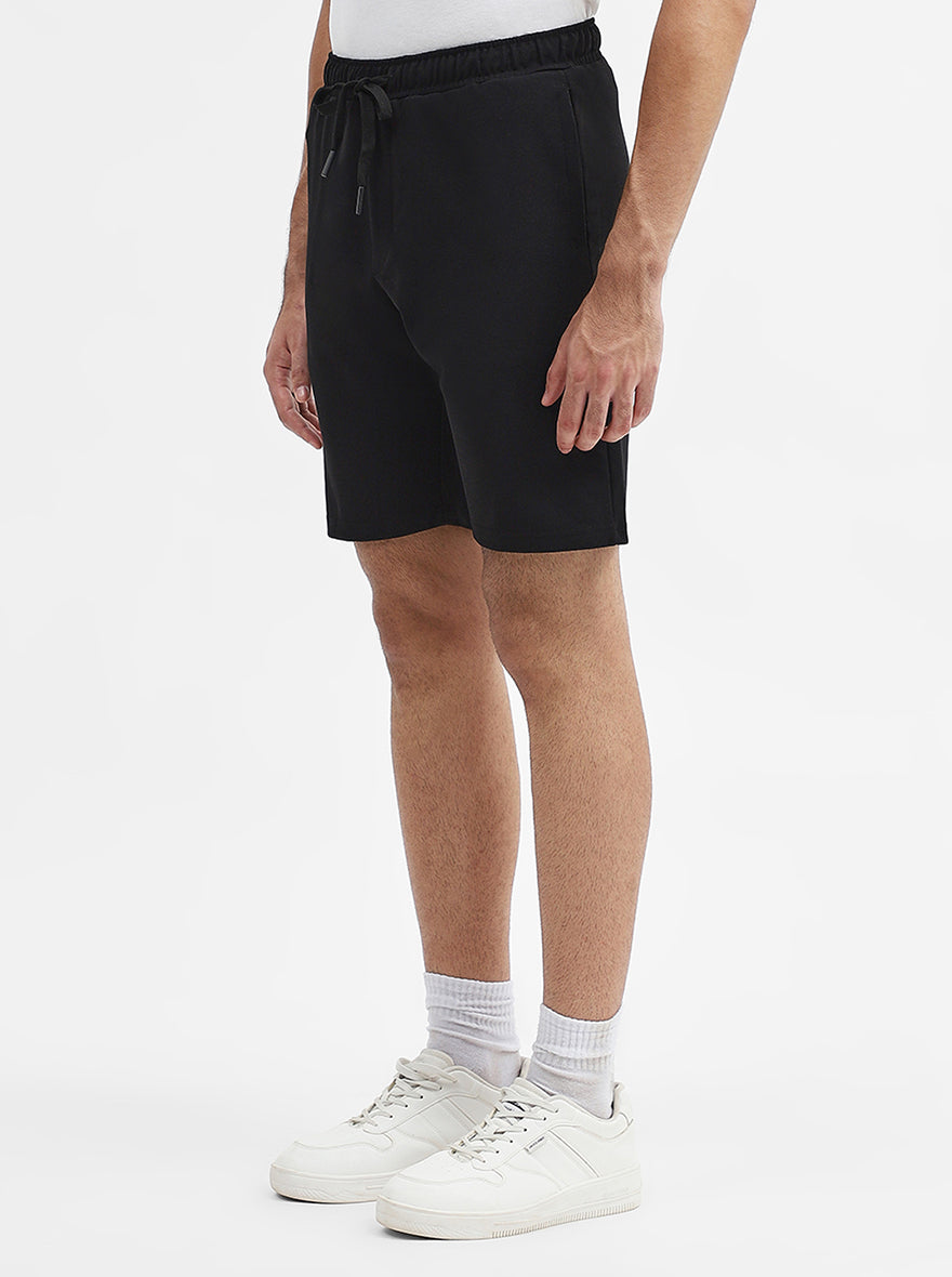 Black Solid Slim Fit Shorts | JadeBlue