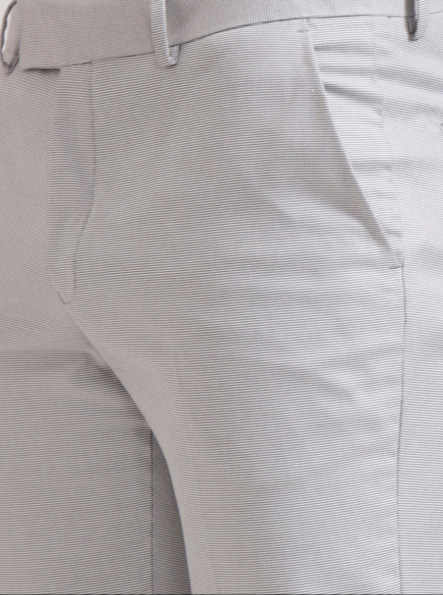 Light Grey Solid Slim Fit Formal Trouser | Greenfibre
