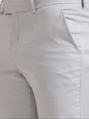 Light Grey Solid Slim Fit Formal Trouser | Greenfibre
