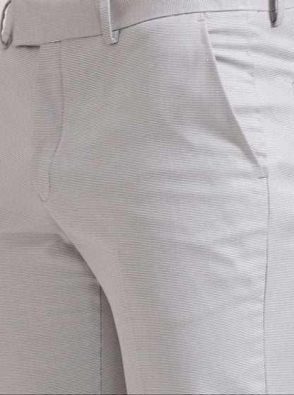 Light Grey Solid Slim Fit Formal Trouser | Greenfibre
