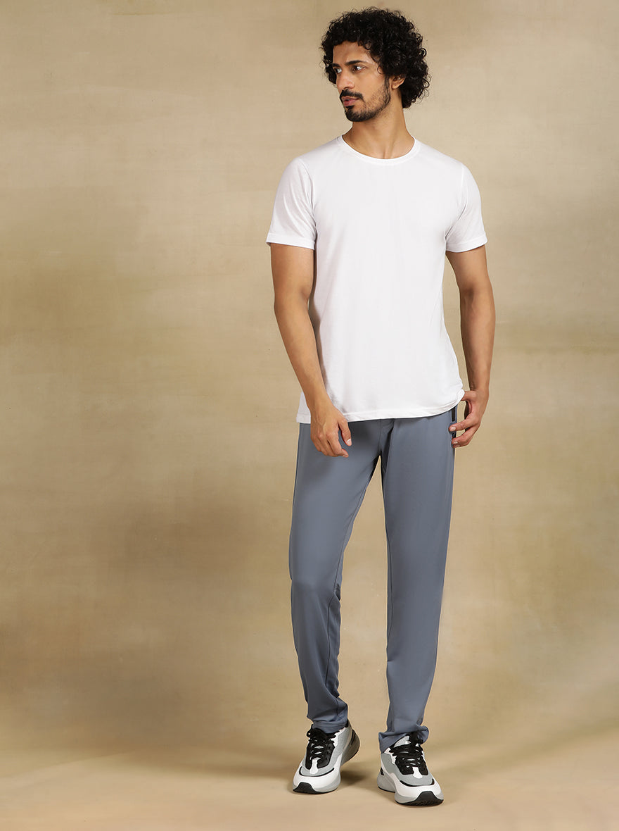 Light Grey Solid Slim Fit Track Pant | Jade Play
