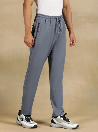Light Grey Solid Slim Fit Track Pant | Jade Play