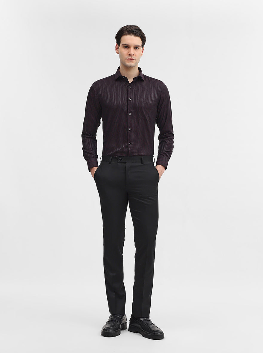 Maroon Printed Slim Fit Party Wear Shirt | Greenfibre