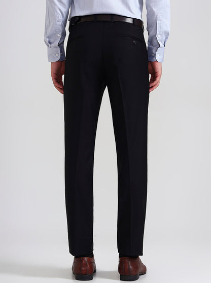 Black Solid Slim Fit Formal Trouser | Metal