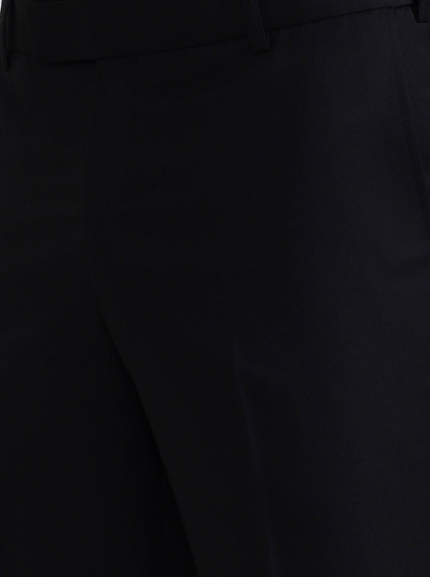 Black Solid Slim Fit Formal Trouser | Metal