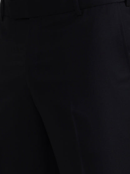 Black Solid Slim Fit Formal Trouser | Metal